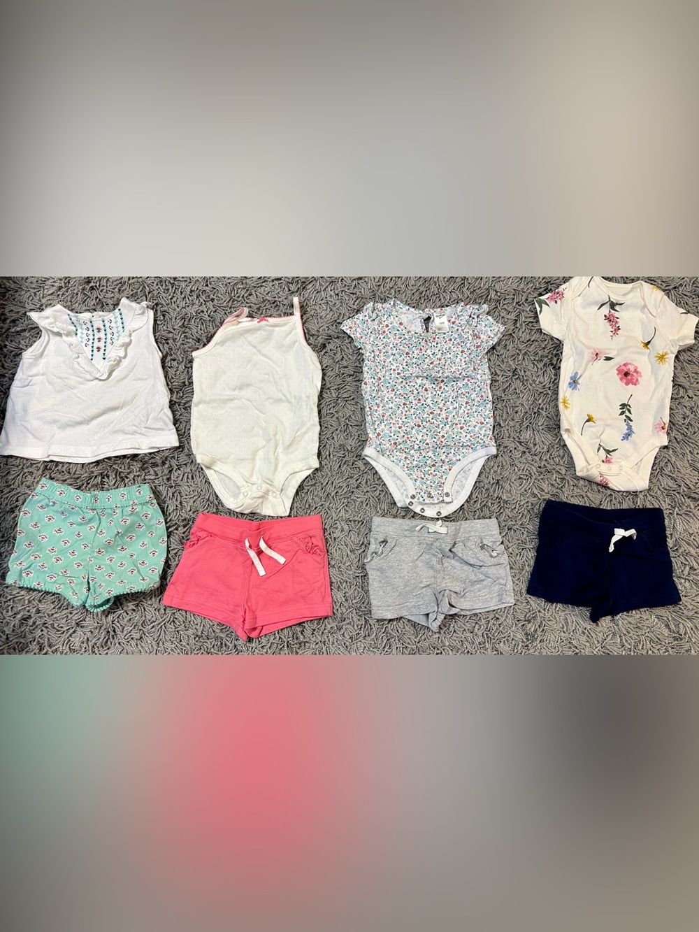 Old Navy Floral Baby Bodysuit in White with Pink & Green Accents
